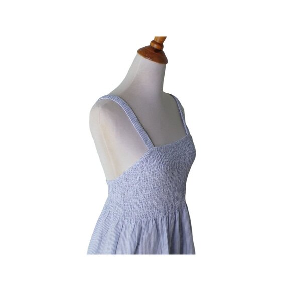 🆕J CREW Smocked Beach Dress Blue Stripe Cotton X-Small #BF192 - Picture 7 of 10